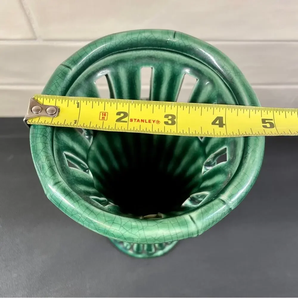 Ceramic Crackle Glaze Green Bamboo Majolica Vase